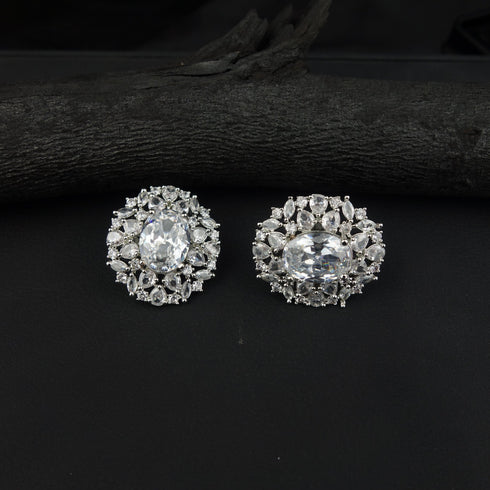 Floral Style classic silver Earrings D319